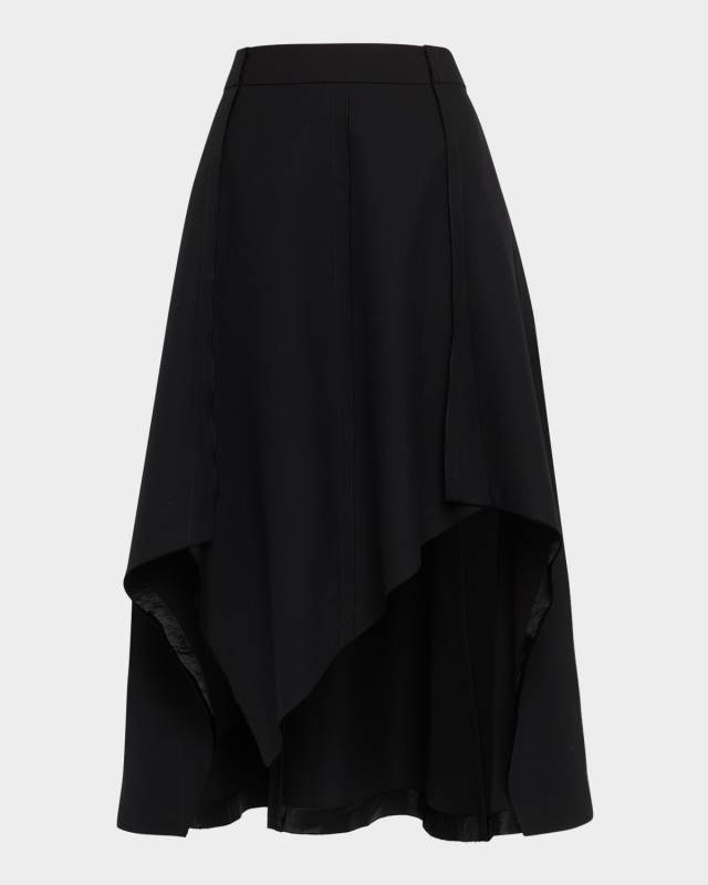 Asymmetric Wool Suiting Skirt